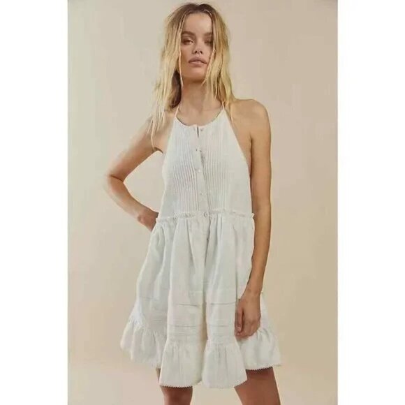 FREE PEOPLE Desert Days Stripe Mini Dress in Ivory Combo Size Medium - Picture 3 of 15